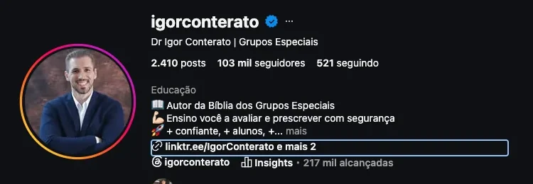 Perfil de Igor Conterato no Instagram